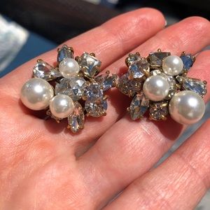 J. Crew faux pearl and crystal earrings